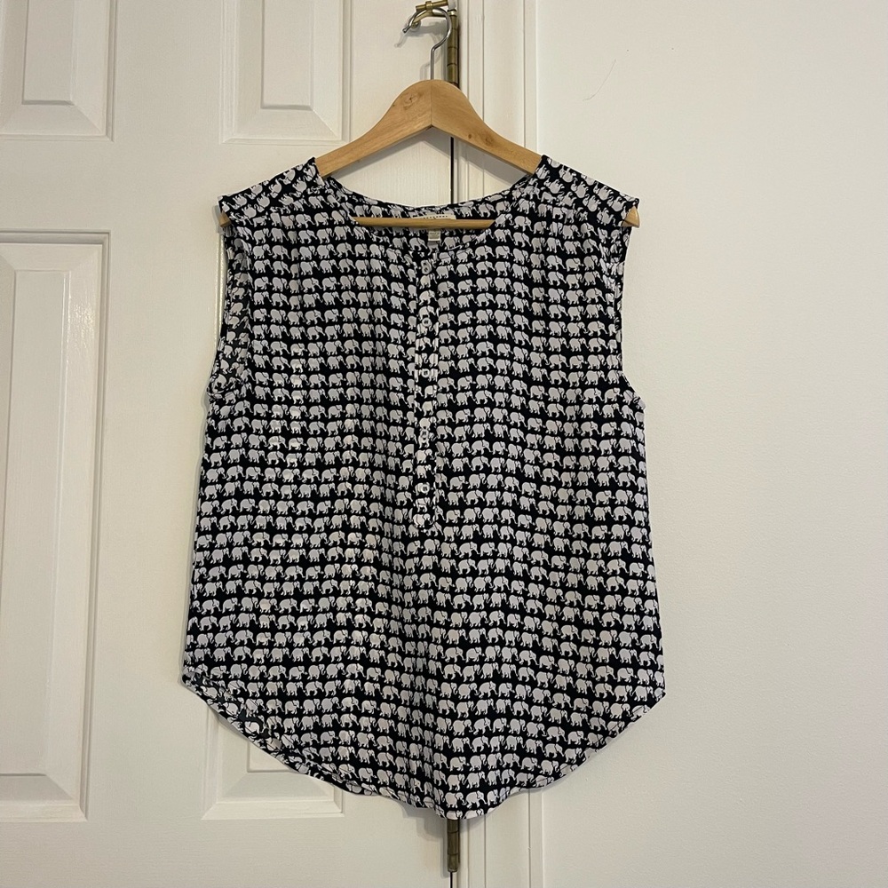 Oat + Fawn Elephant Print Blouse